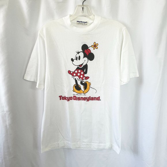 NWT Vtg 80’s Tokyo Disneyland Minnie Mouse Single Stitch White T-Shirt Sz M - Picture 1 of 14
